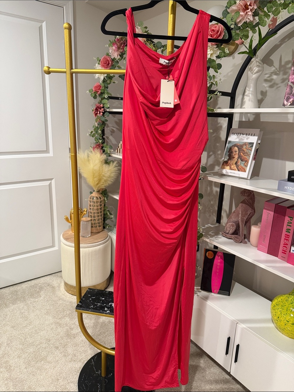 Women's pink Drape Maxi Dress